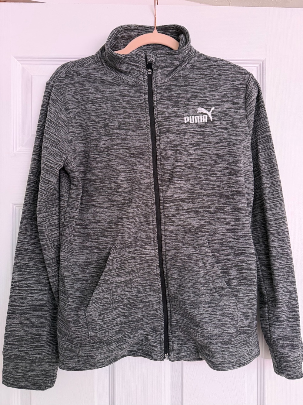 Puma Boys Heathered Gray Lightweight Full-Zip Jacket